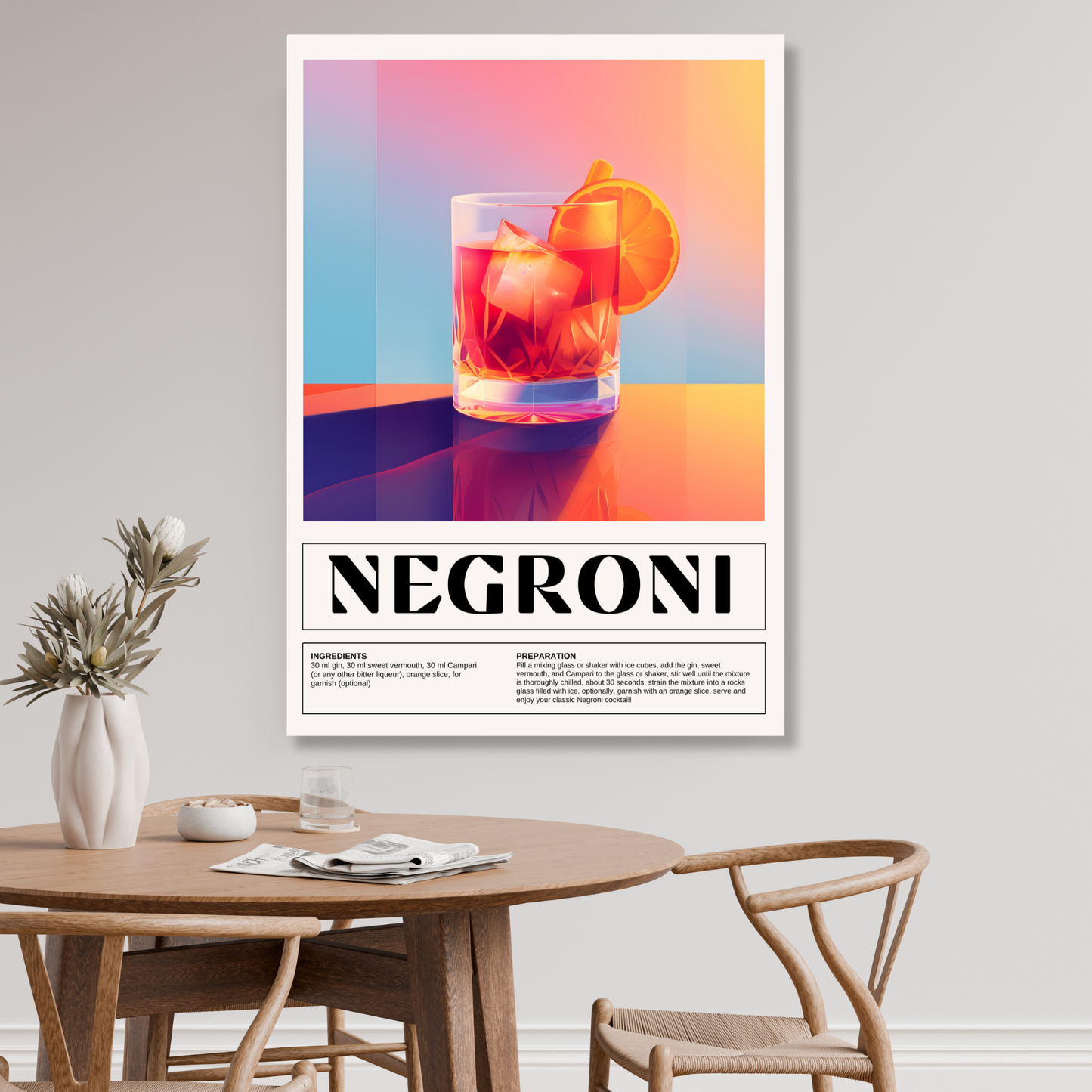 Negroni Cocktail Wall Art Canvas Print