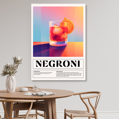 Negroni Cocktail Wall Art Canvas Print