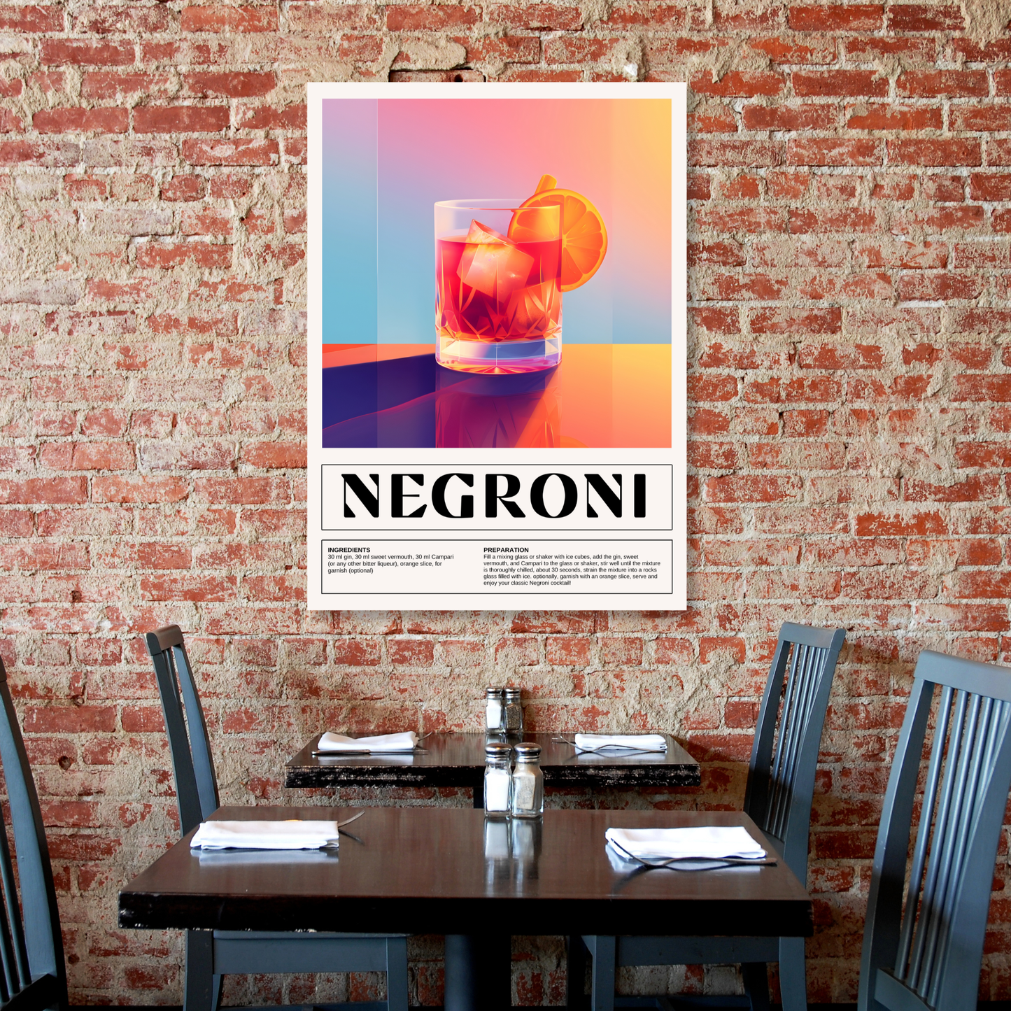 Negroni Cocktail Wall Art Canvas Print
