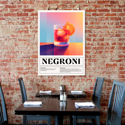 Negroni Cocktail Wall Art Canvas Print