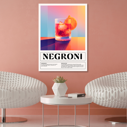 Negroni Cocktail Wall Art Canvas Print
