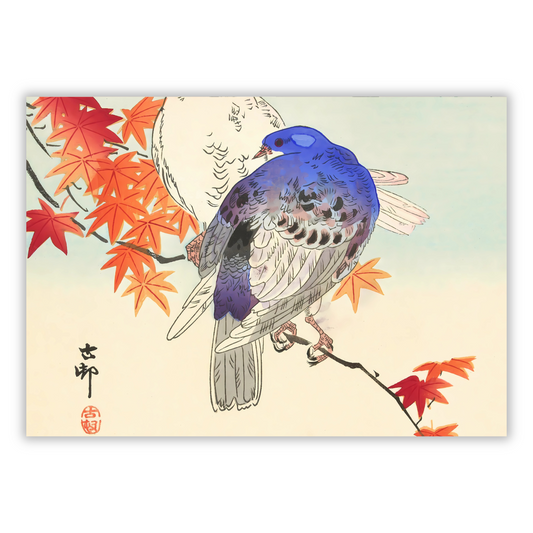 Ohara Koson - Two Pigeons On Autumn Branch
