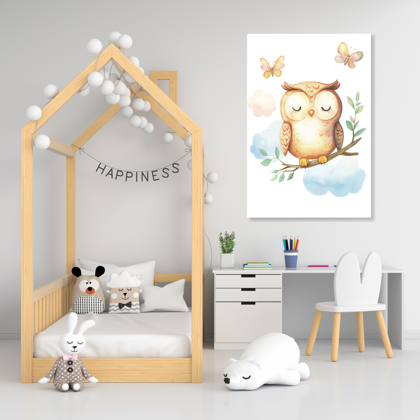 Ollie Owl Canvas Wall Art Print
