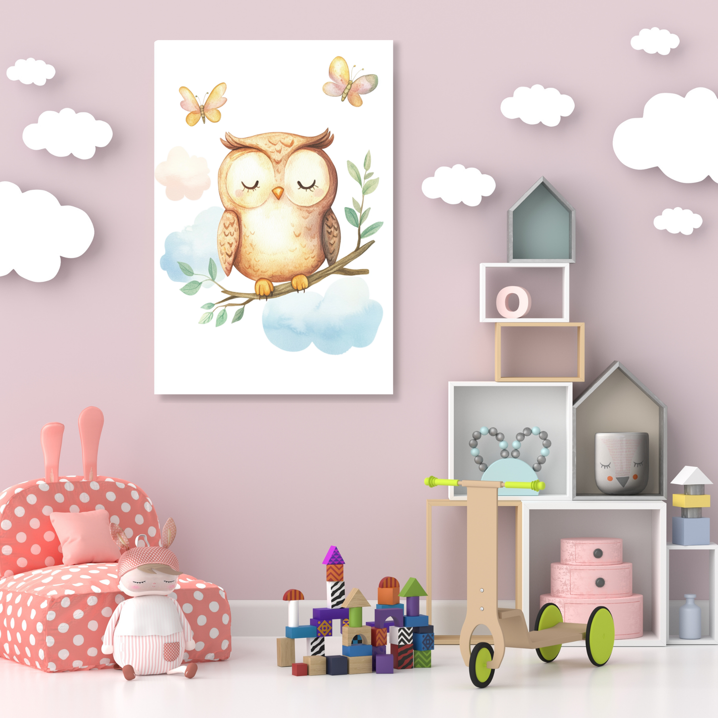 Ollie Owl Canvas Wall Art Print