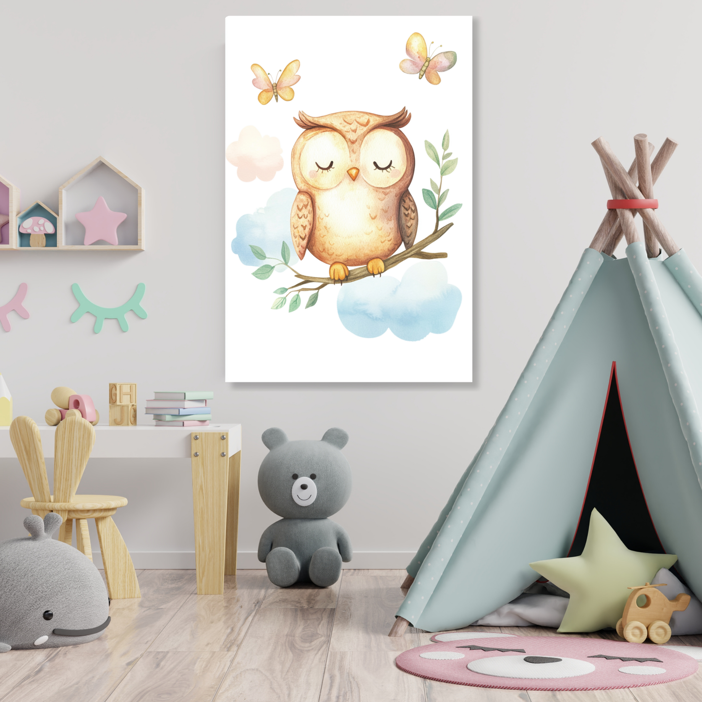 Ollie Owl Canvas Wall Art Print