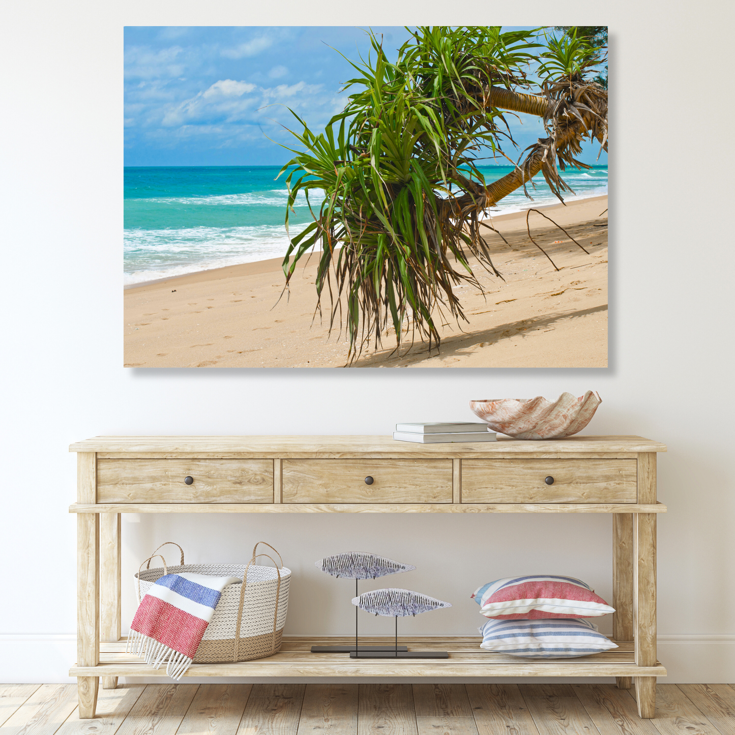 Pandanus On The Beach Wall Art Canvas Print