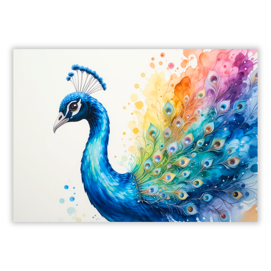 Peacock In Colour Wall Art Canvas Print