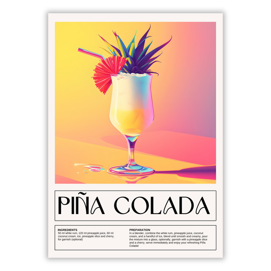 Pina Colada Cocktail Wall Art Canvas Print