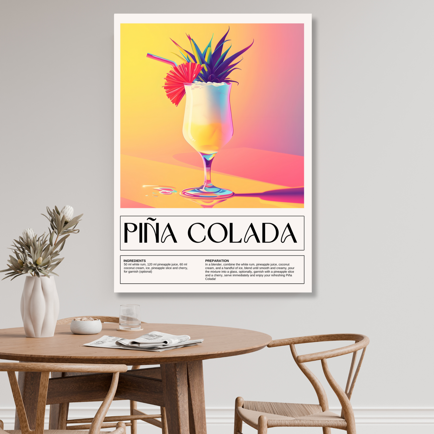 Pina Colada Cocktail Wall Art Canvas Print