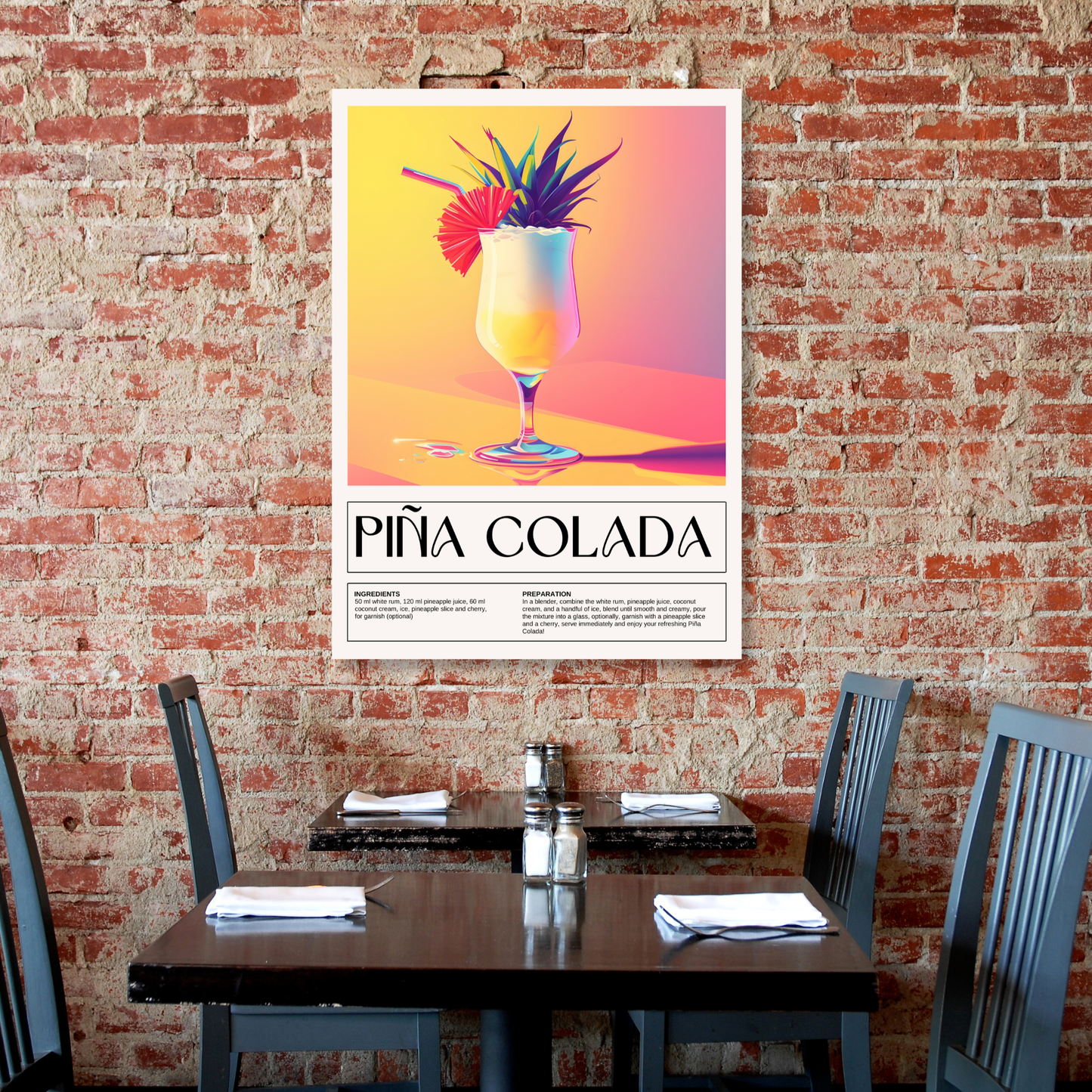 Pina Colada Cocktail Wall Art Canvas Print