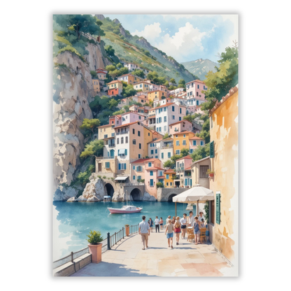 Positano Italy Watercolour Wall Art Canvas Print