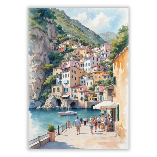 Positano Italy Watercolour Wall Art Canvas Print