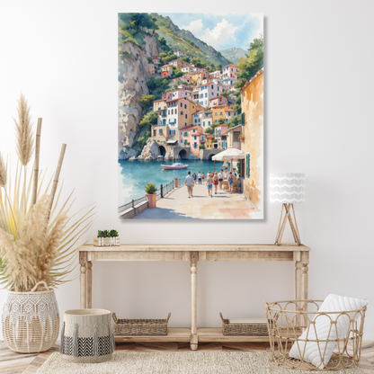Positano Italy Watercolour Wall Art Canvas Print