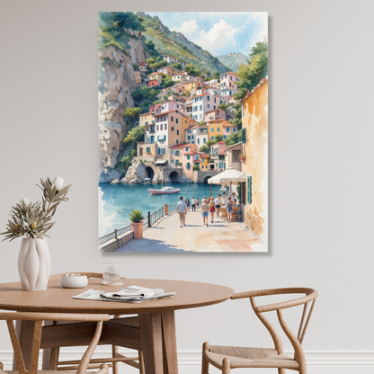 Positano Italy Watercolour Wall Art Canvas Print