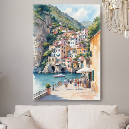 Positano Italy Watercolour Wall Art Canvas Print