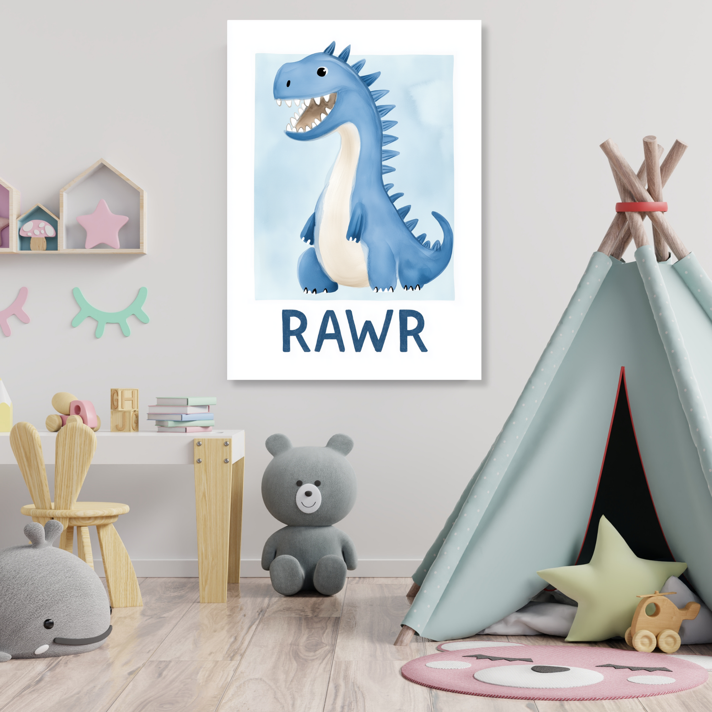 Rawr Canvas Wall Art Print