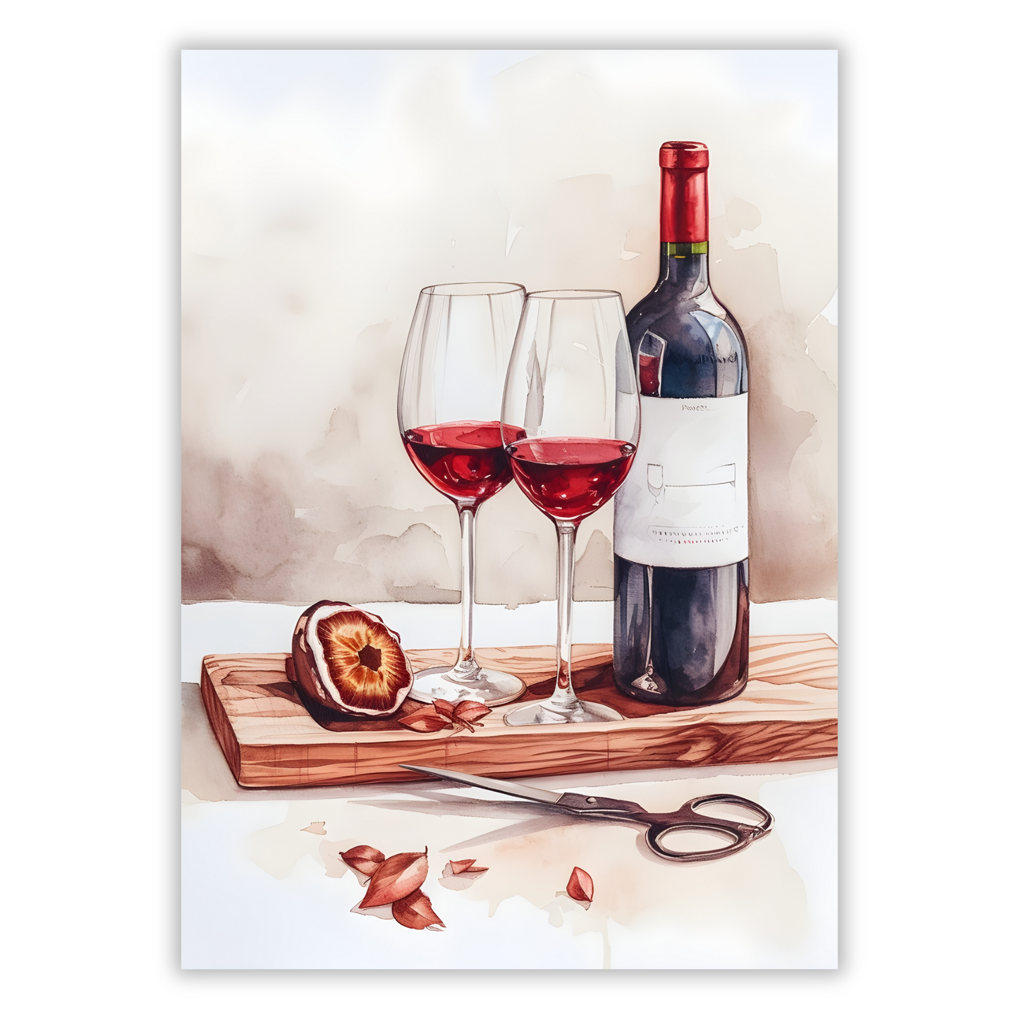 Red Wine & Platter Wall Art Canvas Print