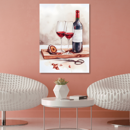 Red Wine & Platter Wall Art Canvas Print