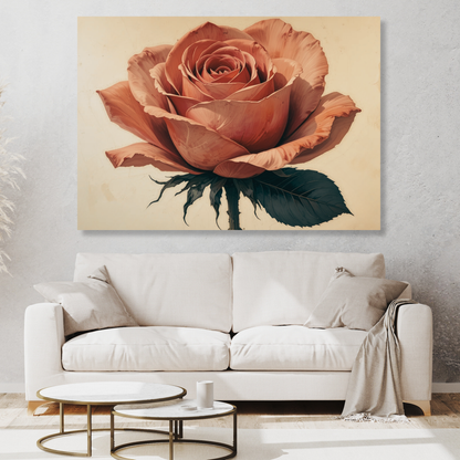 Retro Rose Floral Wall Art Canvas Print