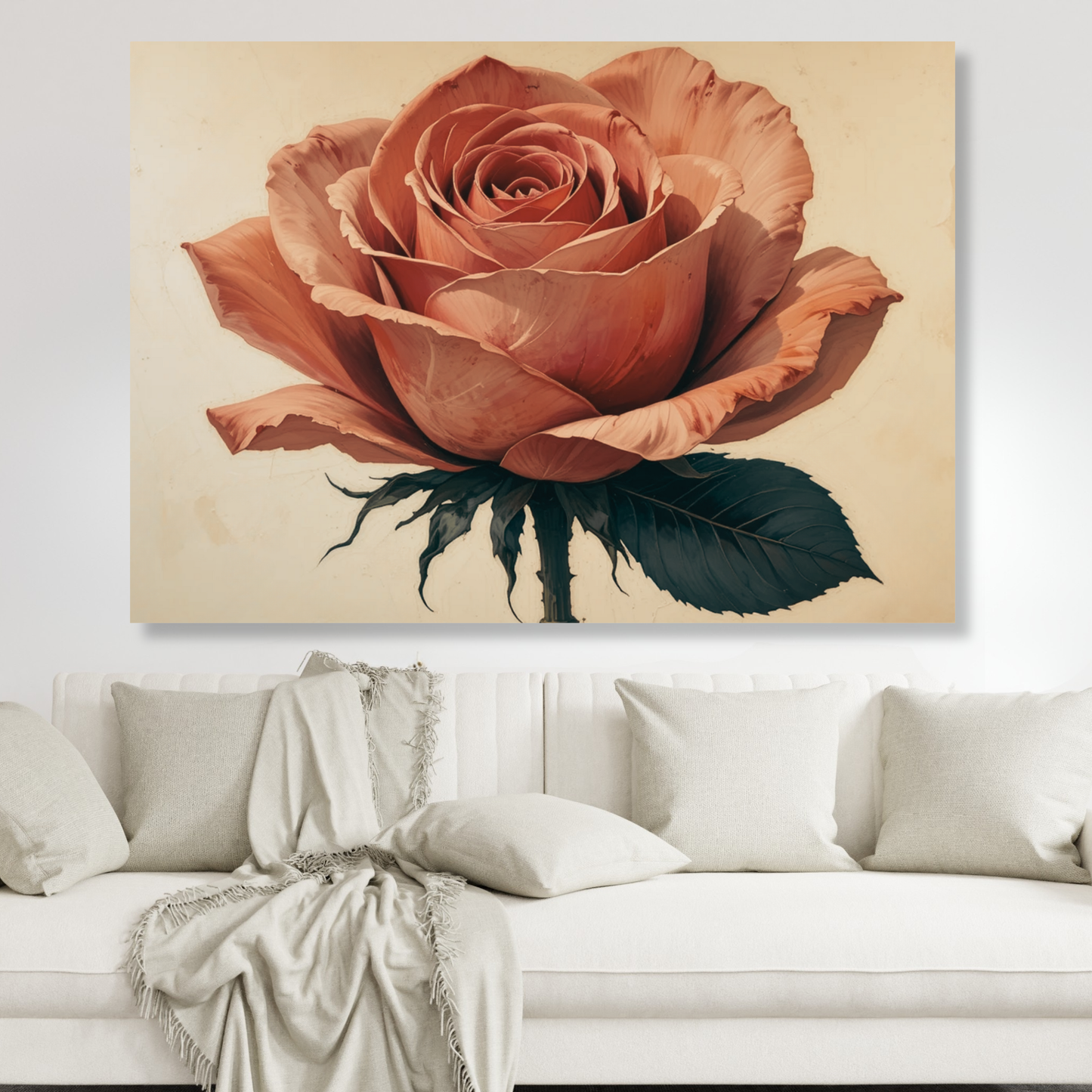 Retro Rose Floral Wall Art Canvas Print