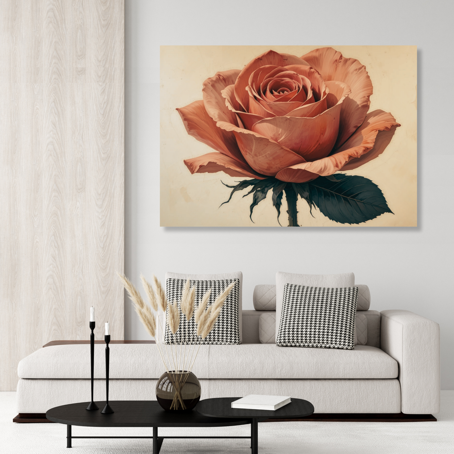 Retro Rose Floral Wall Art Canvas Print
