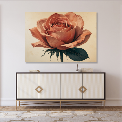 Retro Rose Floral Wall Art Canvas Print