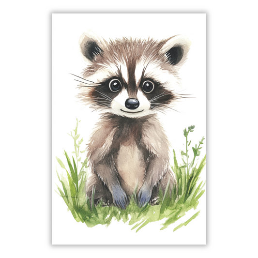 Roberto Raccoon Canvas Wall Art Print