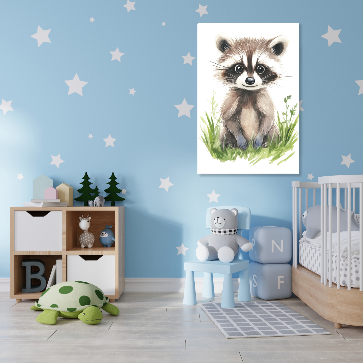 Roberto Raccoon Canvas Wall Art Print