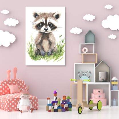 Roberto Raccoon Canvas Wall Art Print