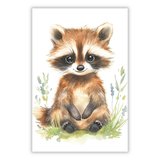 Ronnie Raccoon Canvas Wall Art Print