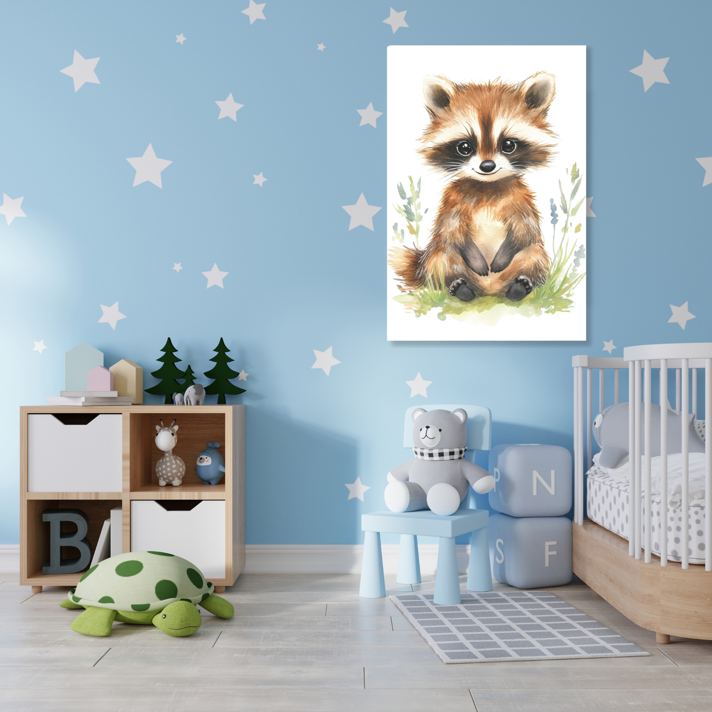 Ronnie Raccoon Canvas Wall Art Print