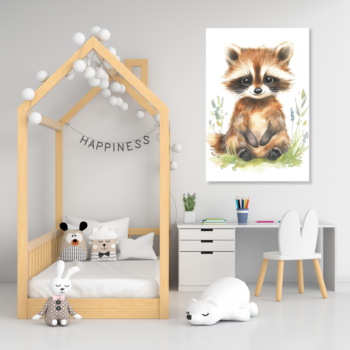 Ronnie Raccoon Canvas Wall Art Print