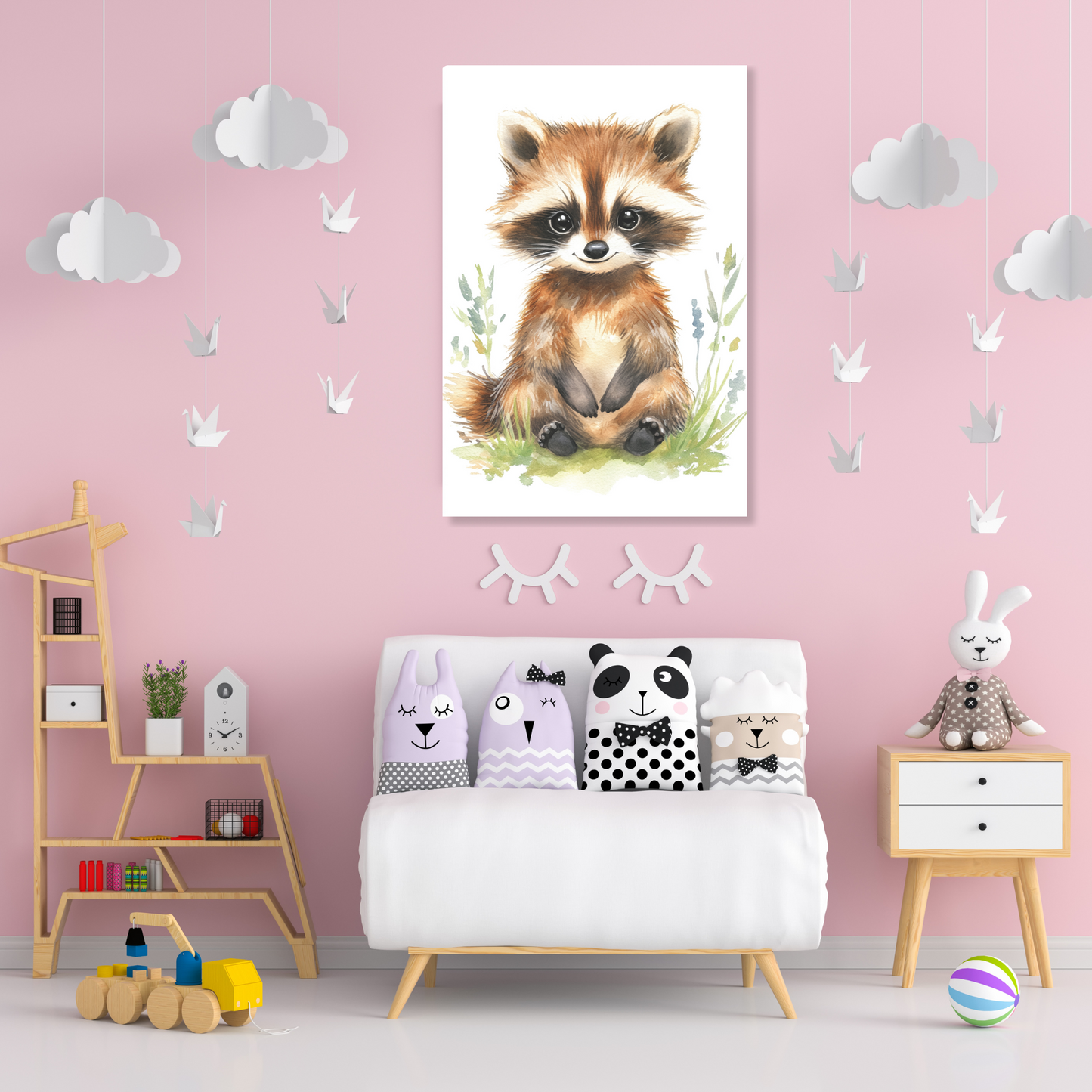 Ronnie Raccoon Canvas Wall Art Print