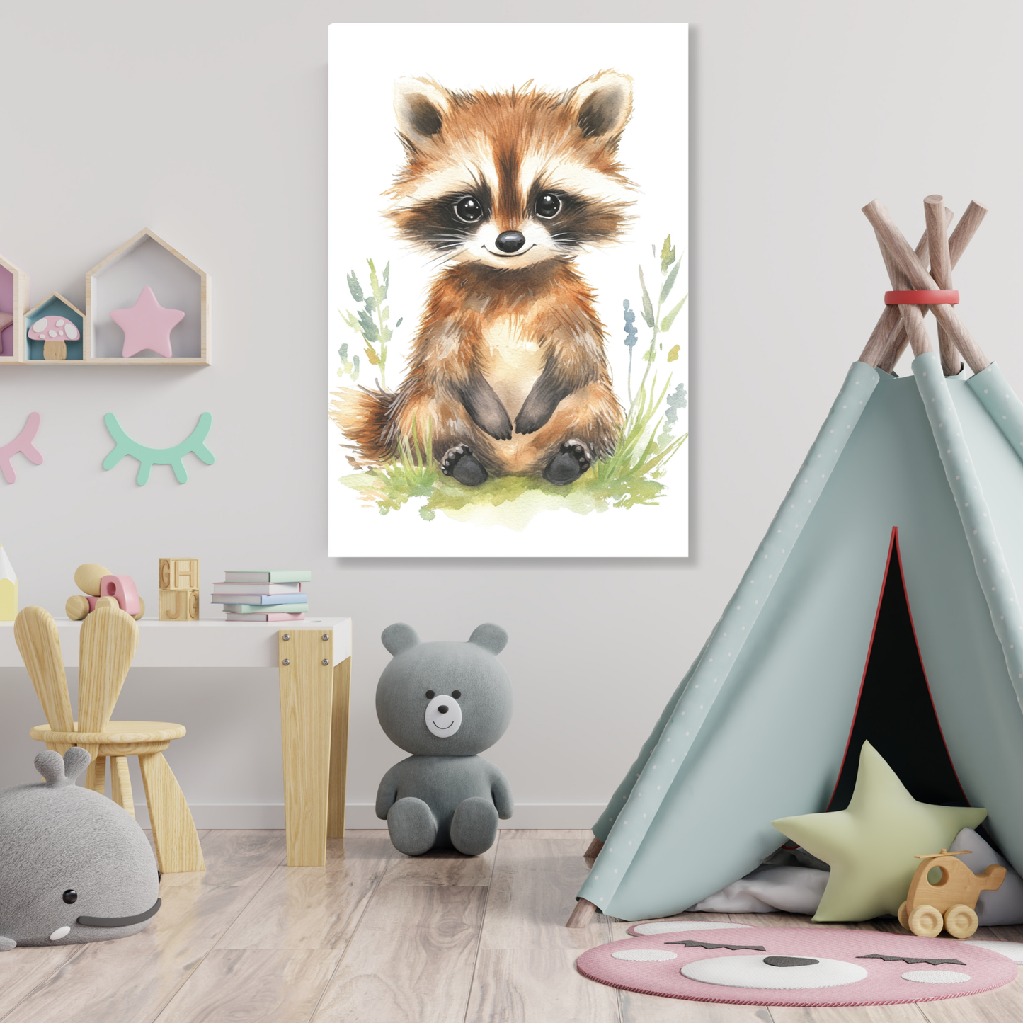 Ronnie Raccoon Canvas Wall Art Print