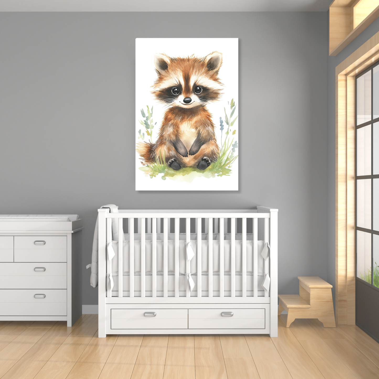 Ronnie Raccoon Canvas Wall Art Print