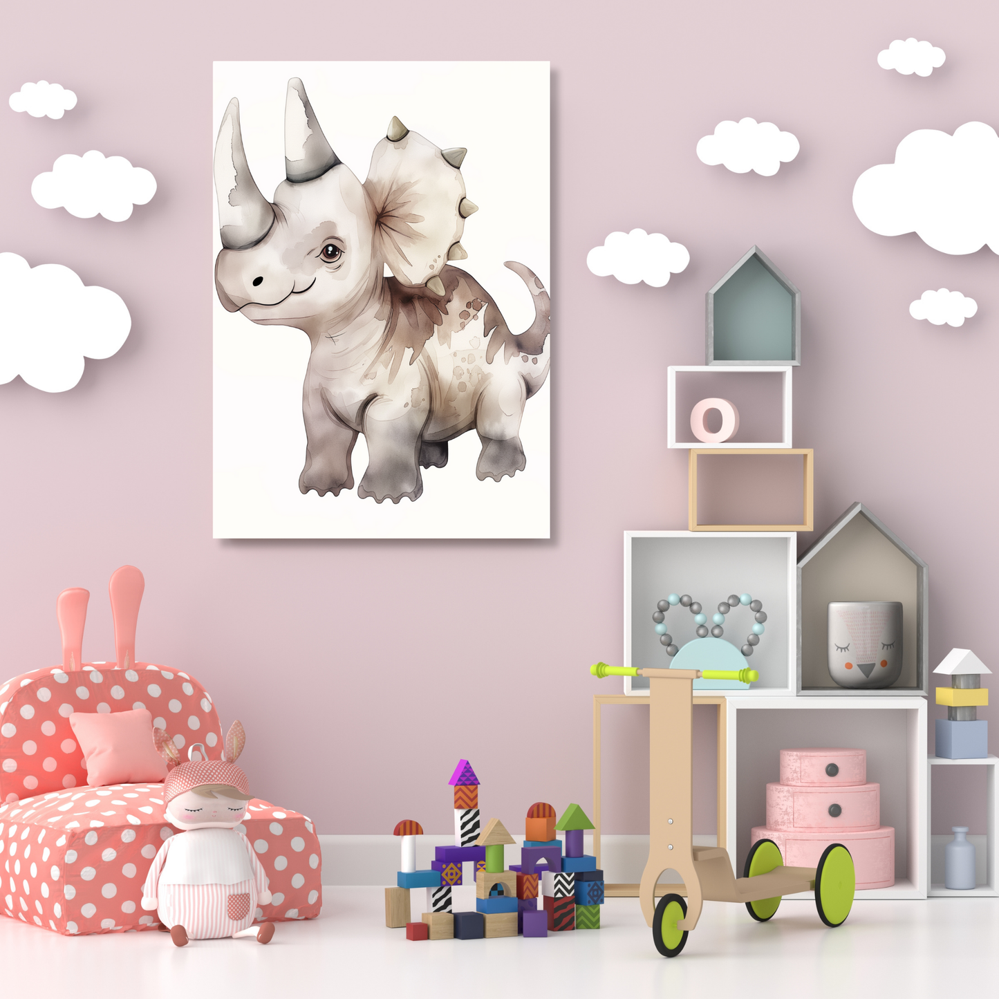 Samuel The Dinosaur Canvas Wall Art Print