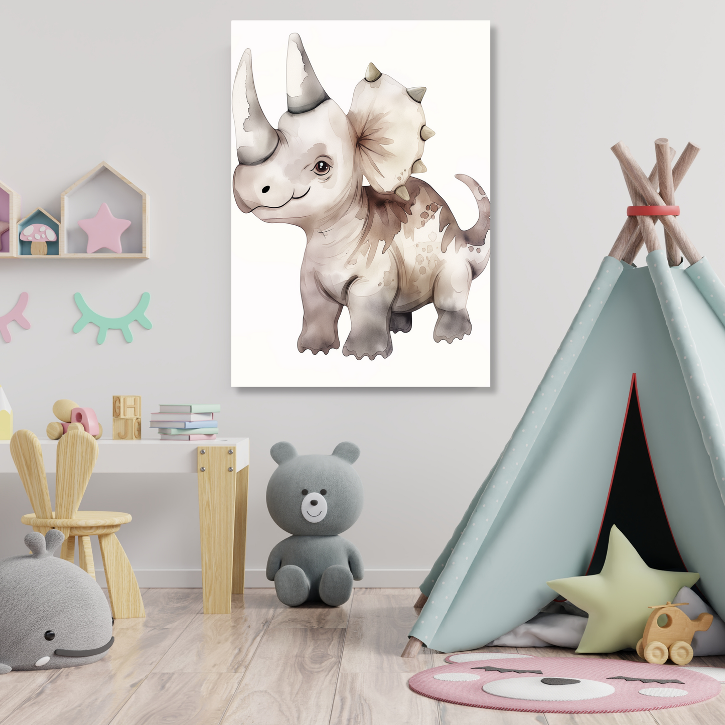 Samuel The Dinosaur Canvas Wall Art Print