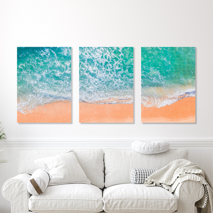 Sand, The Ocean, & Happiness Set of 3 Wall Art Canvas Prints