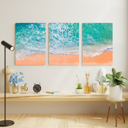 Sand, The Ocean, & Happiness Set of 3 Wall Art Canvas Prints