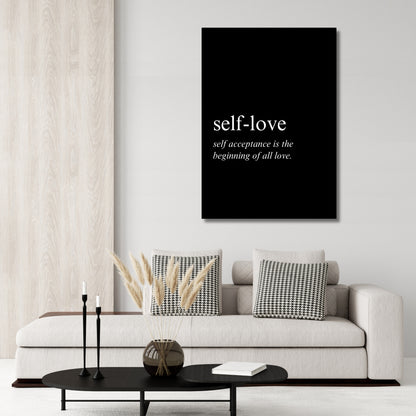 Self-Love on Black Inspirational Wall Art Canvas Print
