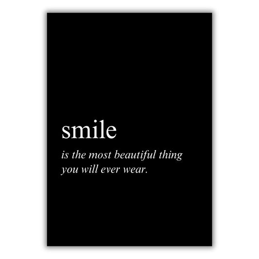 Smile on Black Inspirational Wall Art Canvas Print