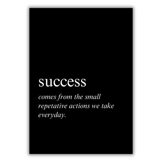 Success on Black Inspirational Wall Art Canvas Print
