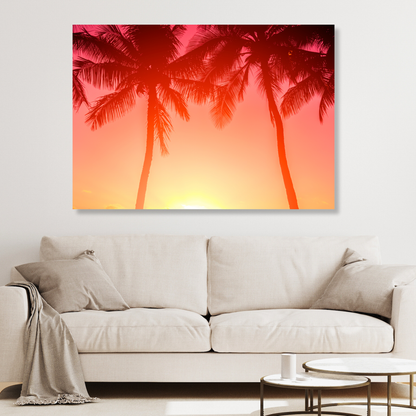 Sunset Palms Wall Art Canvas Print