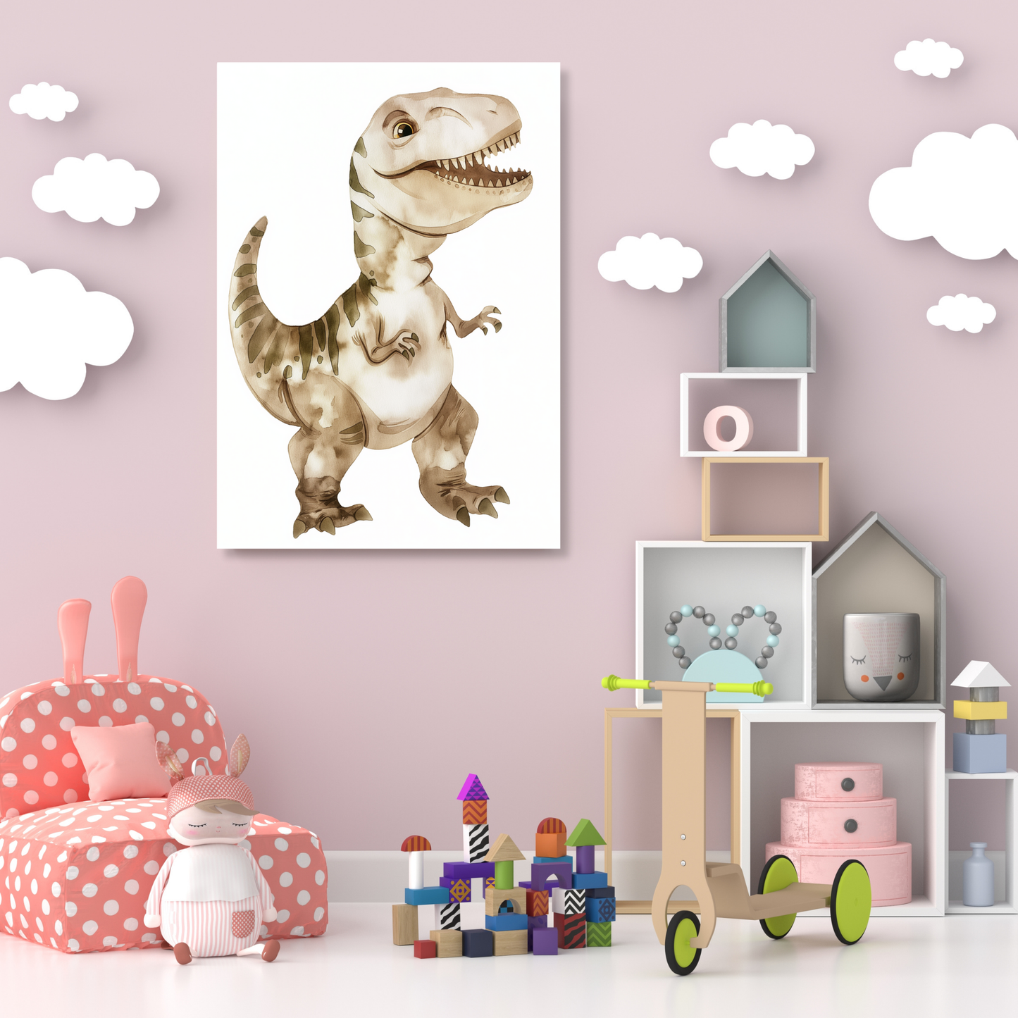 Thomas T-Rex Dinosaur Canvas Wall Art Print