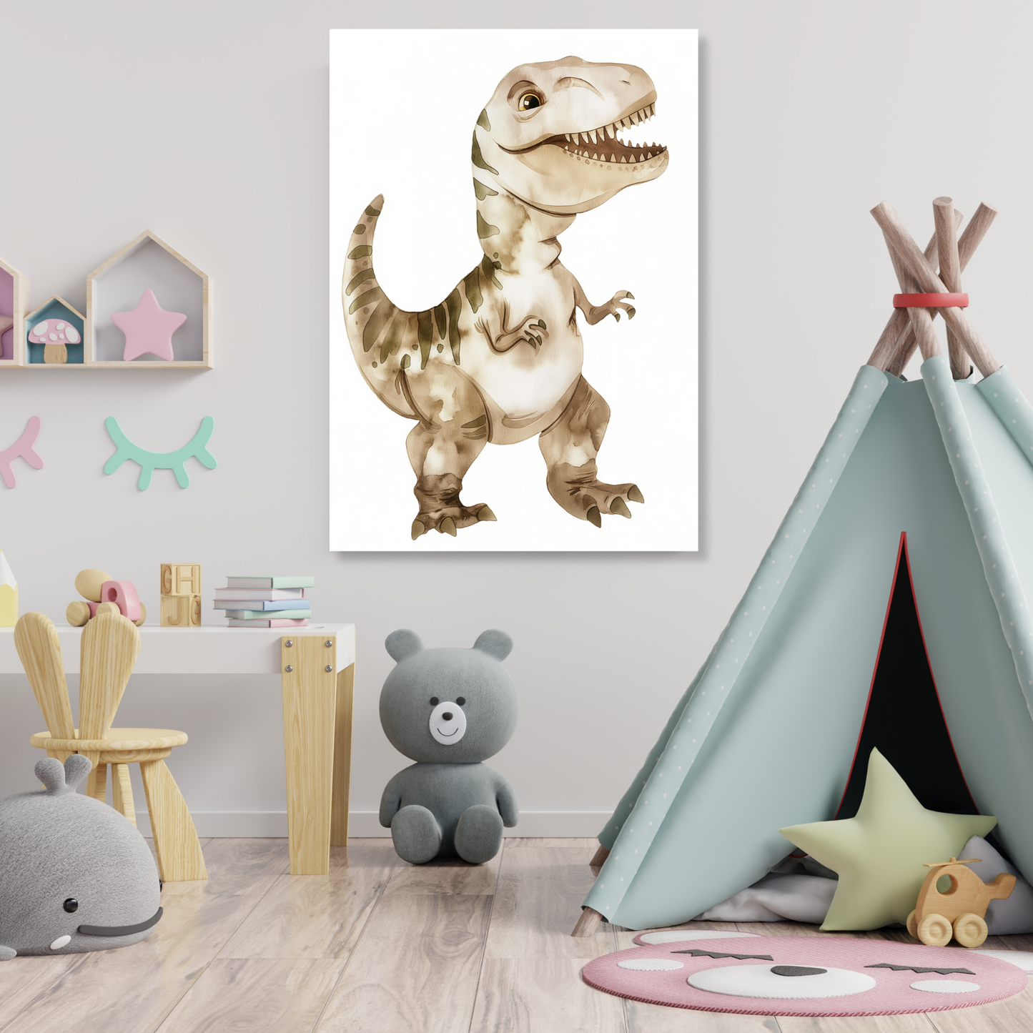 Thomas T-Rex Dinosaur Canvas Wall Art Print