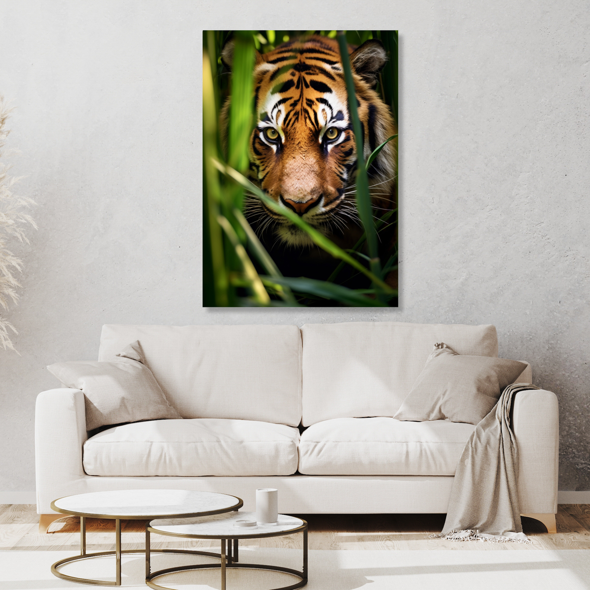 Tiger In The Jungle Wall Art Canvas Print