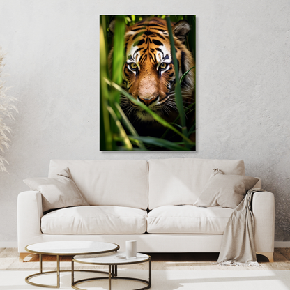 Tiger In The Jungle Wall Art Canvas Print