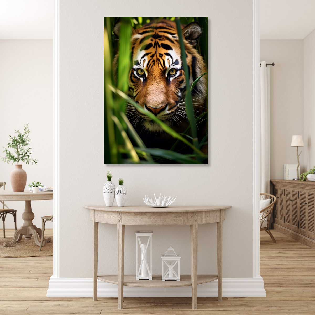 Tiger In The Jungle Wall Art Canvas Print