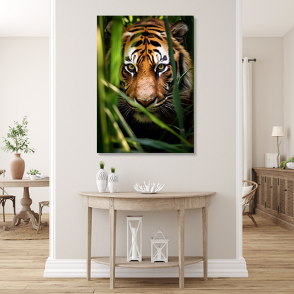 Tiger In The Jungle Wall Art Canvas Print