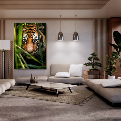 Tiger In The Jungle Wall Art Canvas Print